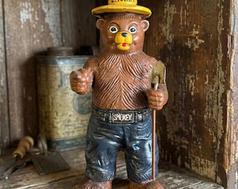 ヴィンテージ品‼️70s Smokey Bear/スモーキーベア貯金箱 スモーキーベアー キャストアイアン ヴィンテージ コインバンク 貯金箱