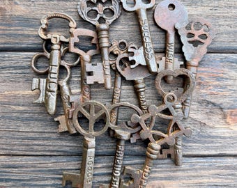Set of 6 Vintage Style Skeleton Keys – Inspirational Iron Keys, Rustic Decor, Craft Supplies