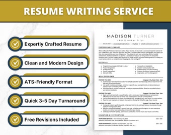 Professional Resume Writing Service, Customized ATS-Friendly Resume, Modern Design, Quick Turnaround, Free Revisions, MS Word & PDF Version