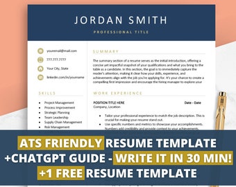 Professional Resume Template Kit, 1-5 Page Executive CV for Word and Pages, ATS Friendly Job Application, Cover Letter and ReferenceTemplate