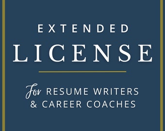 Extended License for Resume Writers and Career Coaches | Commercial Use License for Resume Writing Services for Unlimited Number of Clients
