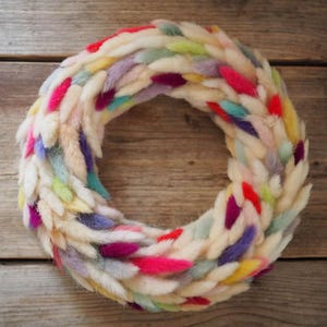 Door Wreath from dried colorful  lagurus - Natural Dried Flowers - Summer Wreath -Home Decor Gift