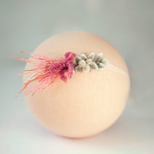 Diadema para recién nacida con flores naturales - Accesorios fotográficos de halo para bebé - Lazo para recién nacida para niña