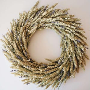 Door Wreath from dried lavender and wheat - Cottagecore decor - Housewarming Gifts