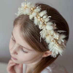 Flower Girl Crown - First Communion Tiara - White Flower Hair Wreath - Flower Girl Headpieces