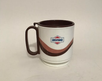 Vintage Irving Whirley Plástico Marrón Café Taza de Viaje EE.UU. Hecho '80s *LEER*