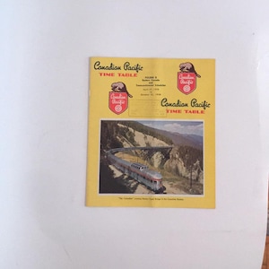 Kanadische Pazifik Eisenbahn Fahrplan April - Okt. 1958 Ostkanada & Transkontinentale Fahrpläne Strecken und Karten