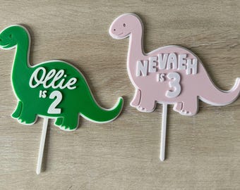 Adorno personalizado para tarta de cumpleaños de dinosaurio: decoración personalizada para fiesta de dinosaurios impresa en 3D