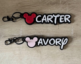 Custom Disney Name Keychain – 3D Printed Mickey or Minnie Tag
