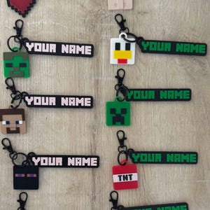 Pixel Style Gaming Custom Name Keychain - Cute Creeper, Chicken, TNT, Enderman Charm - 3D Printed Perfect Gift for Every Minecrafter- Movie