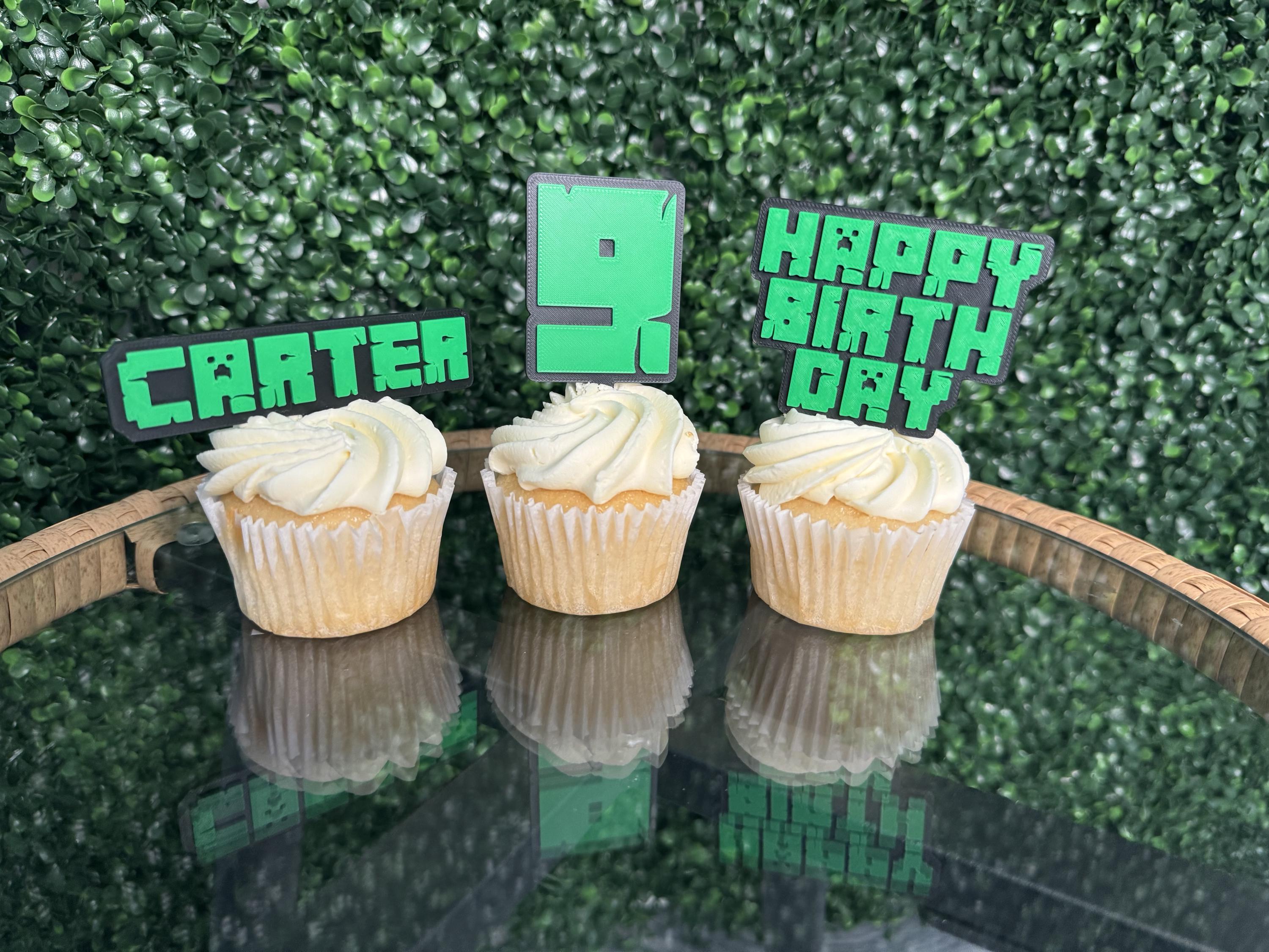 Minecraft Gamer Cake and Cupcake Toppers
