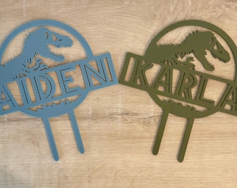Personalized Dinosaur Cake Topper: Custom Jurassic Party Decoration
