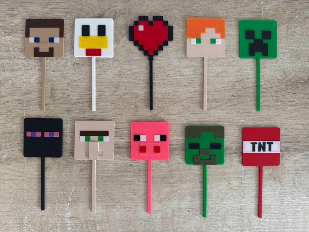 Pixel Cupcake Toppers: Gamer Party Decor, Set of 7 - Etsy