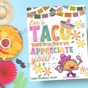 Digitale download Taco Appreciation Sign - docenten, personeel
