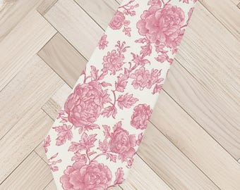 Cravate à fleurs en toile de pivoine rose, cravate chinoise pour mariages, fêtes et événements formels, cadeau pour homme, idée cadeau unique, style estival