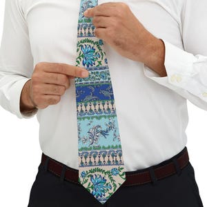 Blue Paisley Floral Neck Tie, Tie for Weddings, Parties, and Formal Events, Elegant Gift for Men, Fun Indian Ethnic Tie, Gift Idea