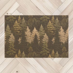 Green Tree Forest Doormat, Nature Art Print Decor, Welcome Mat, Cottagecore Decor, Gift for Mom