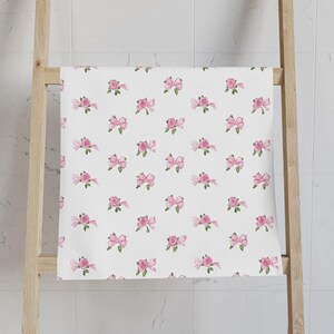 Pink Rose Floral Hand Towel, Coquette Shabby Chic Cloth, Farmhouse Cottage Kitchenwares Home Decor, Dining Accessories, Bathroom Decor