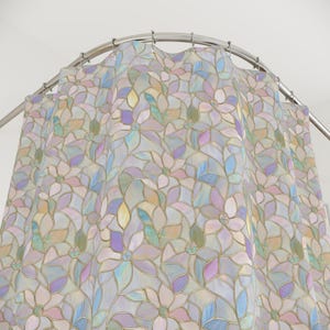 Stained Glass Floral Shower Curtain, Wildflower Mosaic Art Bathroom Decor, Artistic Modern Home Accessories, Unique Gift for Mom