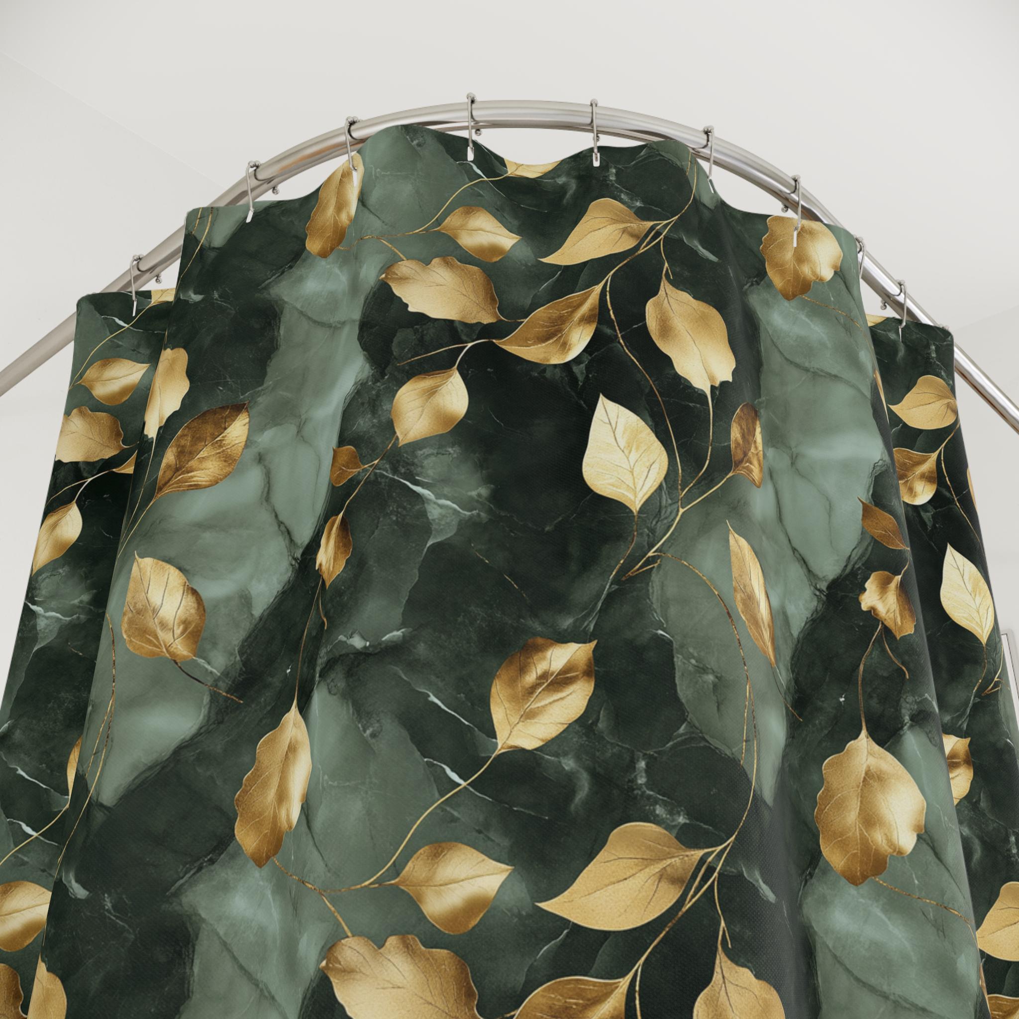 tende da doccia con stampa marmo verde, tessuto di stoffa per set di decorazioni per il bagno domestico con ganci, design impermeabile e lavabile 100Wx180Lcm tende da bagno
