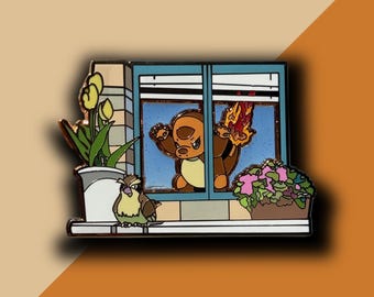Window Mander Obsidian Flames Hard Enamel Pin