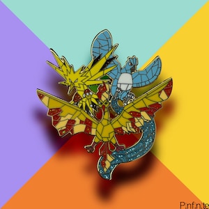 Zapdos, Moltres & Articuno Tag Team Legendary Birds Hard Enamel Pin