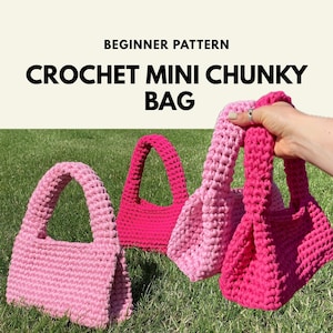 Mini Chunky Bag Crochet Pattern, Small Puffy Shoulder Purse, Beginner PDF + Video Tutorial