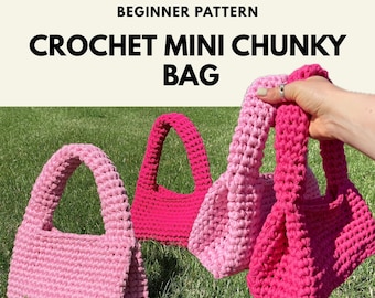 Virkmönster för en liten chunky väska, liten puffig axelväska, nybörjar-PDF + videohandledning