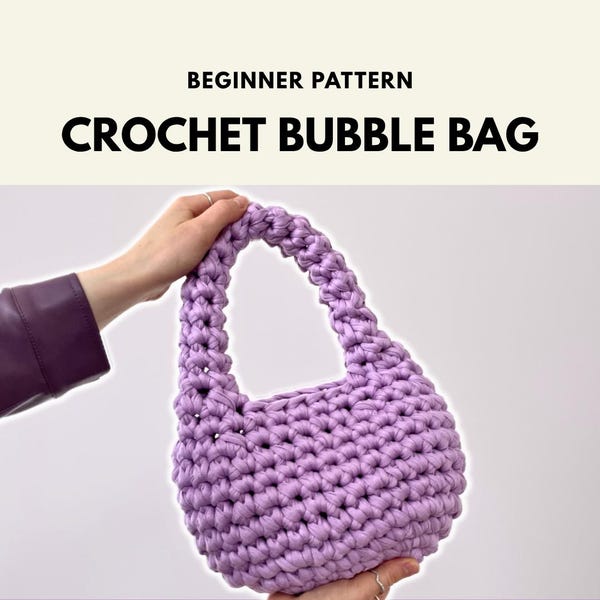 Bubble Bag Crochet Pattern, Chunky Puffy Cloud Purse, Beginner PDF + Video Tutorial