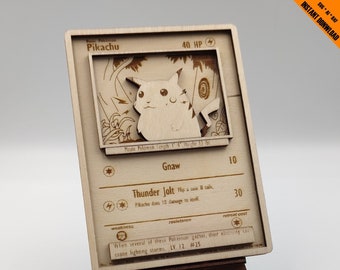 Pikachu Wooden TCG Card SVG | Laser Cut File + Free Stand (Digital Download)