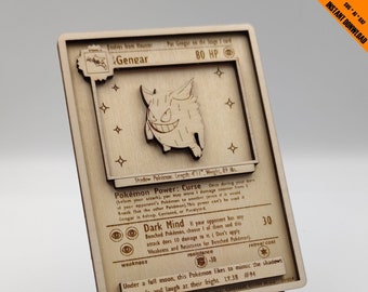 Gengar #094Pokemon TCG Card SVG/Ai/DXF | Fan-Made Wooden Trading Card Design + Free Stand | Laser Cut Engraving Digital Files Download