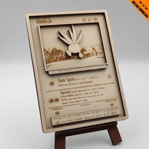 OddishPokémon - Wooden card - 043 - 58/64 - Laser Cutter Files for Wood - SVG/AI/DXF Laser Cut File Only! + Free Stand