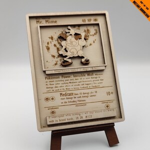 M. Mime Pokémon - carte en bois - 122 - 6/64 - fichiers de découpe laser pour le bois - fichier de découpe laser SVG/AI/DXF uniquement ! + Support gratuit