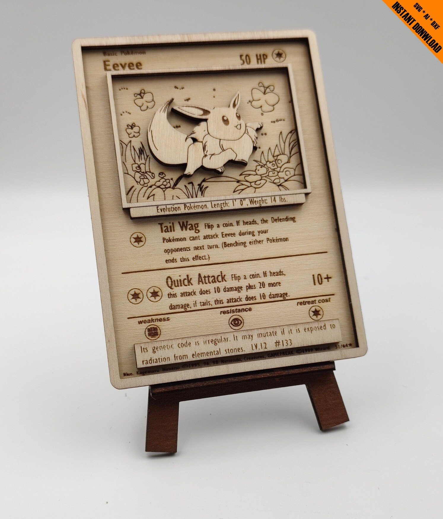 Eevee #133 Pokemon TCG Card Svg/ai/dxf | Fan-made Wooden Trading