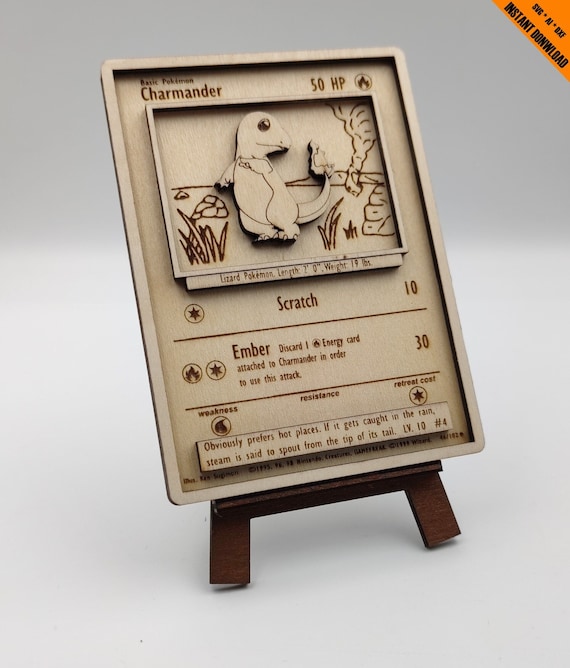 Charmander #004 Pokemon TCG Card SVG/Ai/DXF | Fan-Made Wooden Trading Card  Design + Free Stand | Laser Cut Engraving Digital Files Download