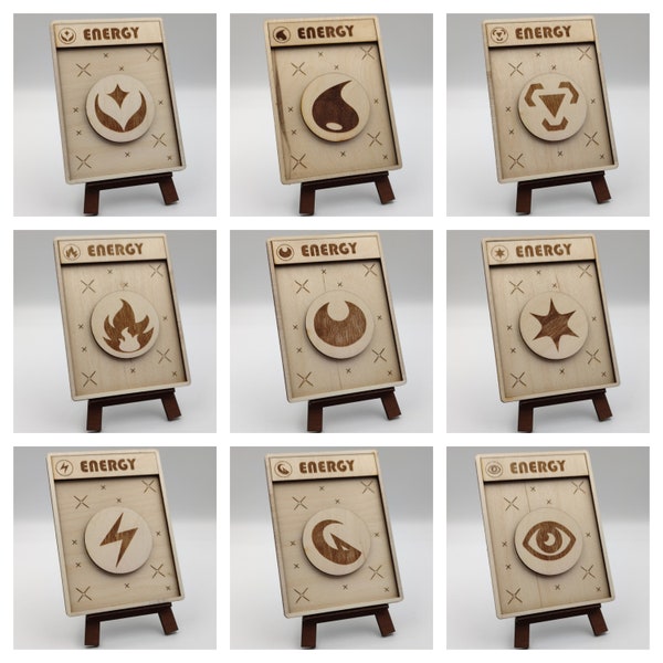 11 Pokémon Energy Wood Card - Laser Cutter Files for Wood - SVG/AI/DXF Laser Cut File Only! + Free Stand