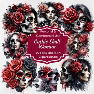 Halbe Schädel Frau Png Clipart, Gothic Schädel, Skelett Gesicht, Florale Schädel png, Dunkle Rose Kunst, Gothic Aquarell Clipart, kommerzielle Nutzung