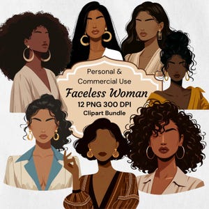 Garota negra sem rosto PNG Clipart, Magia da Mulher Negra, Garota Negra da Moda, Impressão de Arte com Melanina, Vetor Plano, Garota Planejadora, Mulher Negra Boho