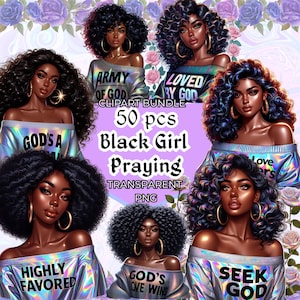Black Woman of Faith Clipart Bundle: Afro Queen PNG (Digital Download)