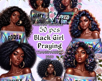 Black Woman of Faith Clipart Bundle: Afro Queen PNG (Digital Download)