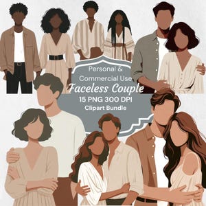 Faceless Black Couple Clipart Bundle: Romantic Illustration (Digital Download)