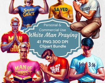 Praying White Man, Christian man praying Clipart, Religious Men, Praying Men Clipart, Transparent PNG Clipart, Commercial Use, DIY Project