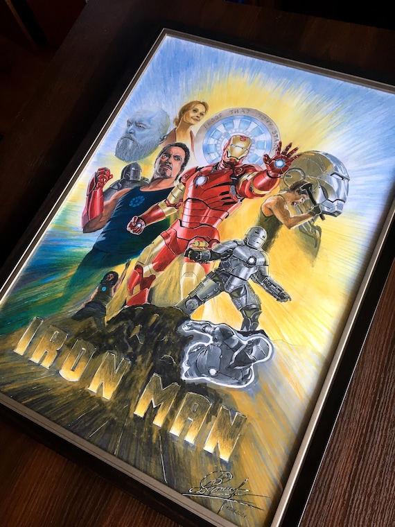 アイアンマンの絵、マーベルアート、トニー・スタークの肖像画 - Etsy 日本