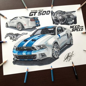 Drawing Ford Mustang Shelby GT500, Shelby drawing, Need For Speed, Mustang drawing, Car Art, Digital Drawing, Hand drawing, Car drawing