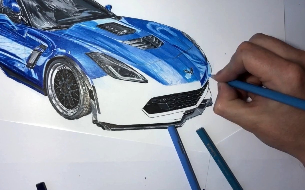Draw Corvette Racing Drawing Corvette Stingray Z06, Chevrolet Corvette, Drawing Chevrolet ...
