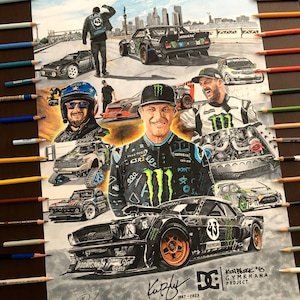 Drawing Ken Block 43, Hoonigan, Ken Block rally, Gymkhana, Hoonitruck, Ken Block Drift, Digital drawing, Car Drawing, hand drawing, Car art