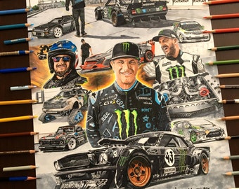 Drawing Ken Block 43, Hoonigan, Ken Block Rally, Gymkhana
