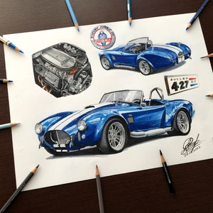 Drawing Shelby Cobra 427, Cobra drawing, Car drawing, Carl Shelby, Hand drawing, Digital Art, Car Scatch, Shelby drawing, Car drawing