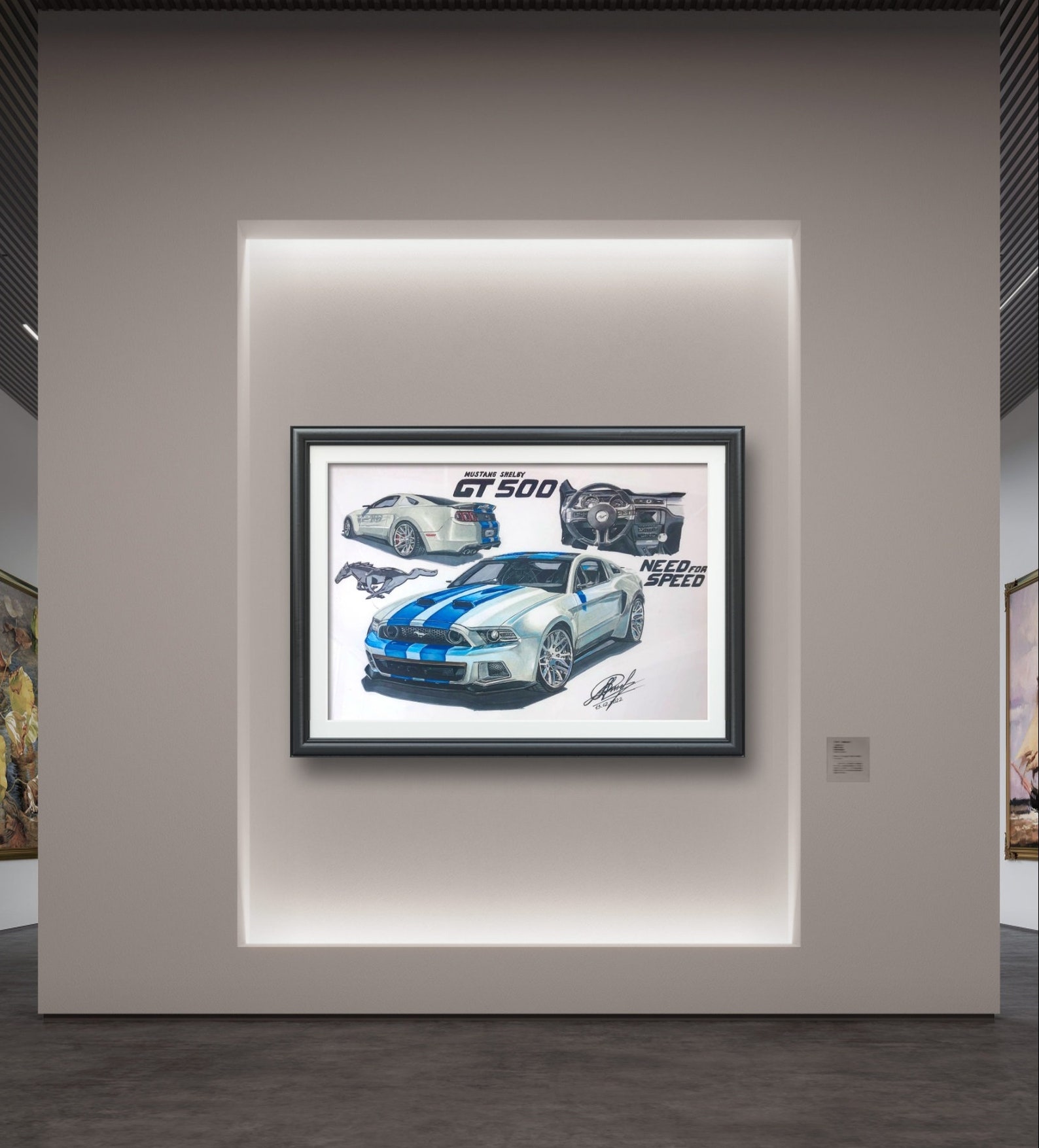 Drawing Ford Mustang Shelby GT500 Shelby Drawing Need for - Etsy