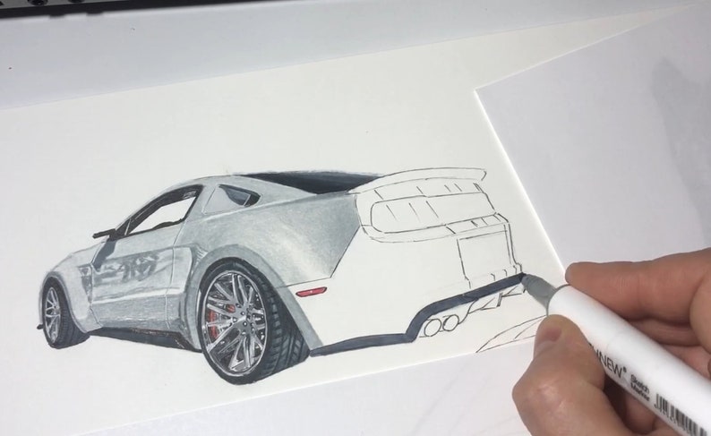 Drawing Ford Mustang Shelby GT500, Shelby Drawing, Need for Speed